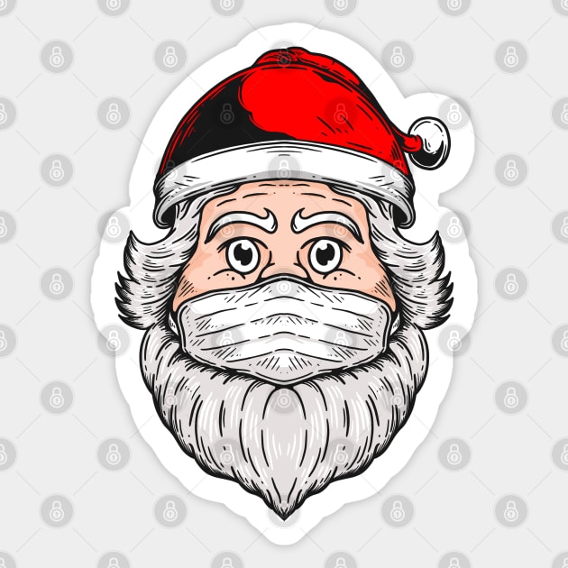 Santa Clause Wear Mask Illustration Sticker by Merchsides